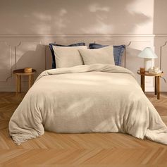 Parure housse de couette bouclette HELA sable 220x240cm