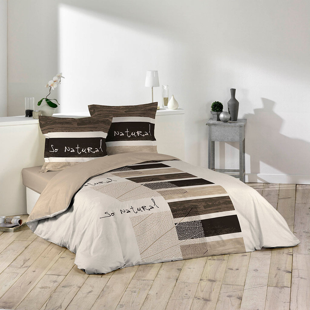 Parure housse de couette coton 2 personnes SO NATURAL 220x240cm Centrakor