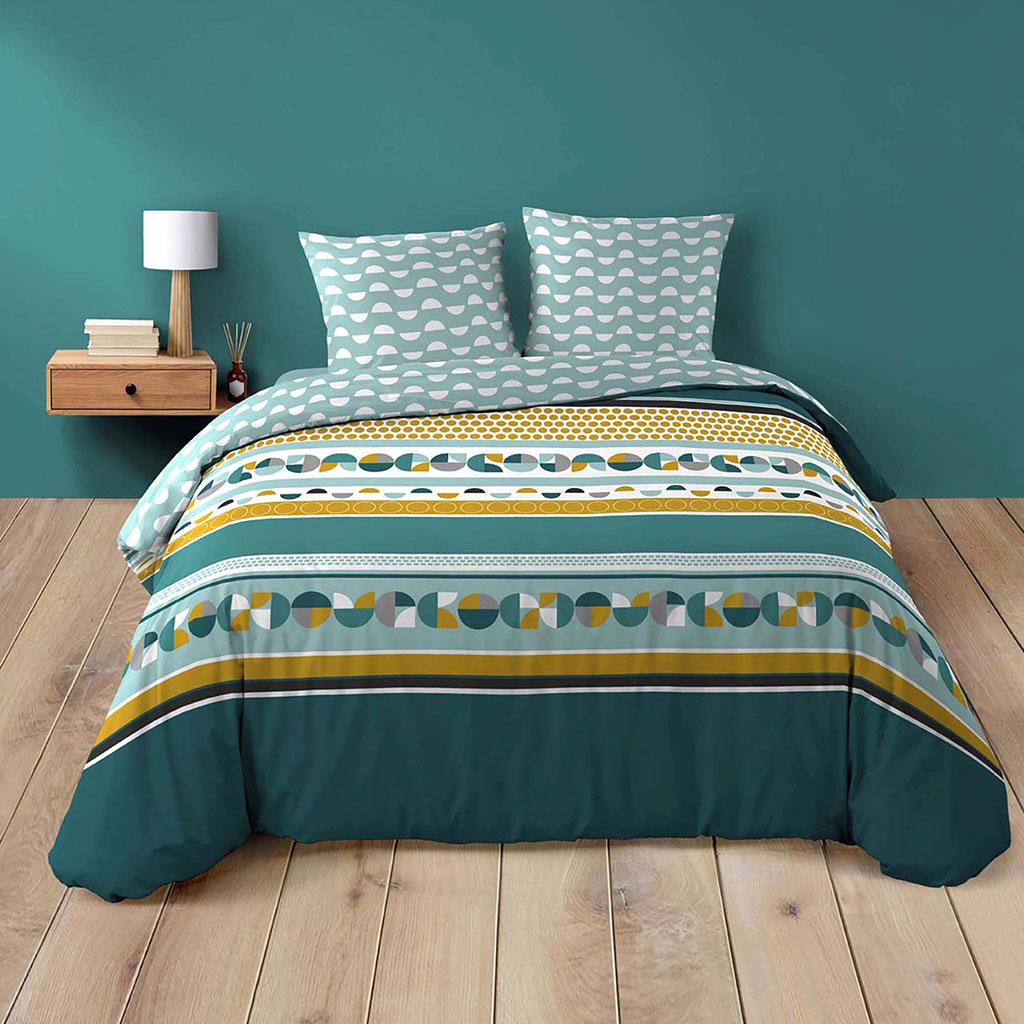 Housse De Couette 260x240 Cm – Gaze De Coton Liberty – Motif Fleuri Bohème – Ouverture Boutons Bois – OEKO-TEX – Lavable 40°C - 8