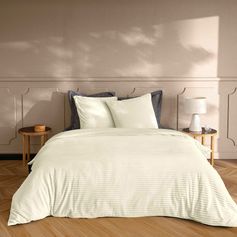 Parure housse de couette flanelle VELOUTEA naturel 220x240cm