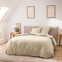 Parure housse de couette MELINE sable coton 240x220cm