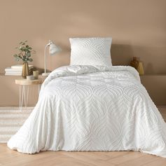 Parure housse de couette microfibre HELTIE blanc 140x200cm