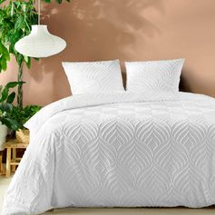 Parure housse de couette microfibre HELTIE blanc 220x240cm