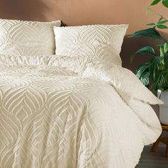 Parure housse de couette microfibre HELTIE ivoire 220x240cm