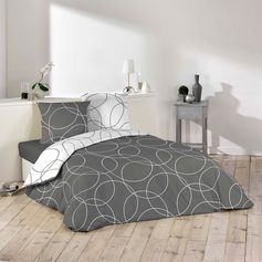 Parure housse de couette polyester microfibre ELTON anthracite 220x240cm