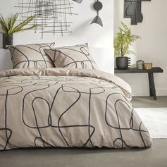 Parure housse de couette Sunshine marron noir 220x240cm