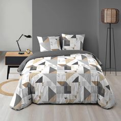Parure housse de couette TRIGONE 220x240cm microfibre