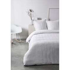 Parure housse de couette unie satin de coton craie 240x260cm