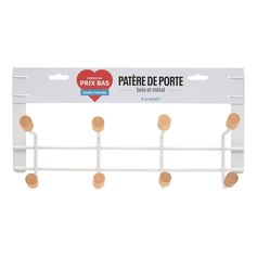 Patère métal 8 crochets en bois blanche