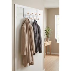 Patère métal 8 crochets en bois blanche