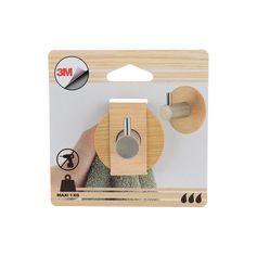 Patère murale bambou et métal 3.5x4.3cm