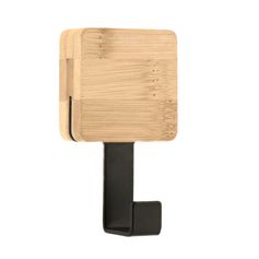 Patère murale crochet adhésive bambou noir 6x3.5x9cm