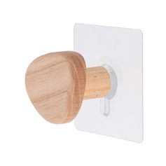 Patère murale galet EASY CHIC adhésive bois 5.5x4x4cm