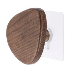 Patère murale galet EASY CHIC adhésive bois foncé 9.5x7.5x4cm