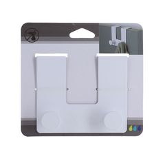 Patère porte suspendue 2 crochets acier blanc 12.5x10.5x7.2cm