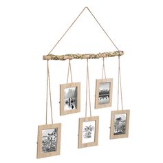 Pêle-mêle LUIGI 5 photos suspendues fibres de bois beige H 64cm