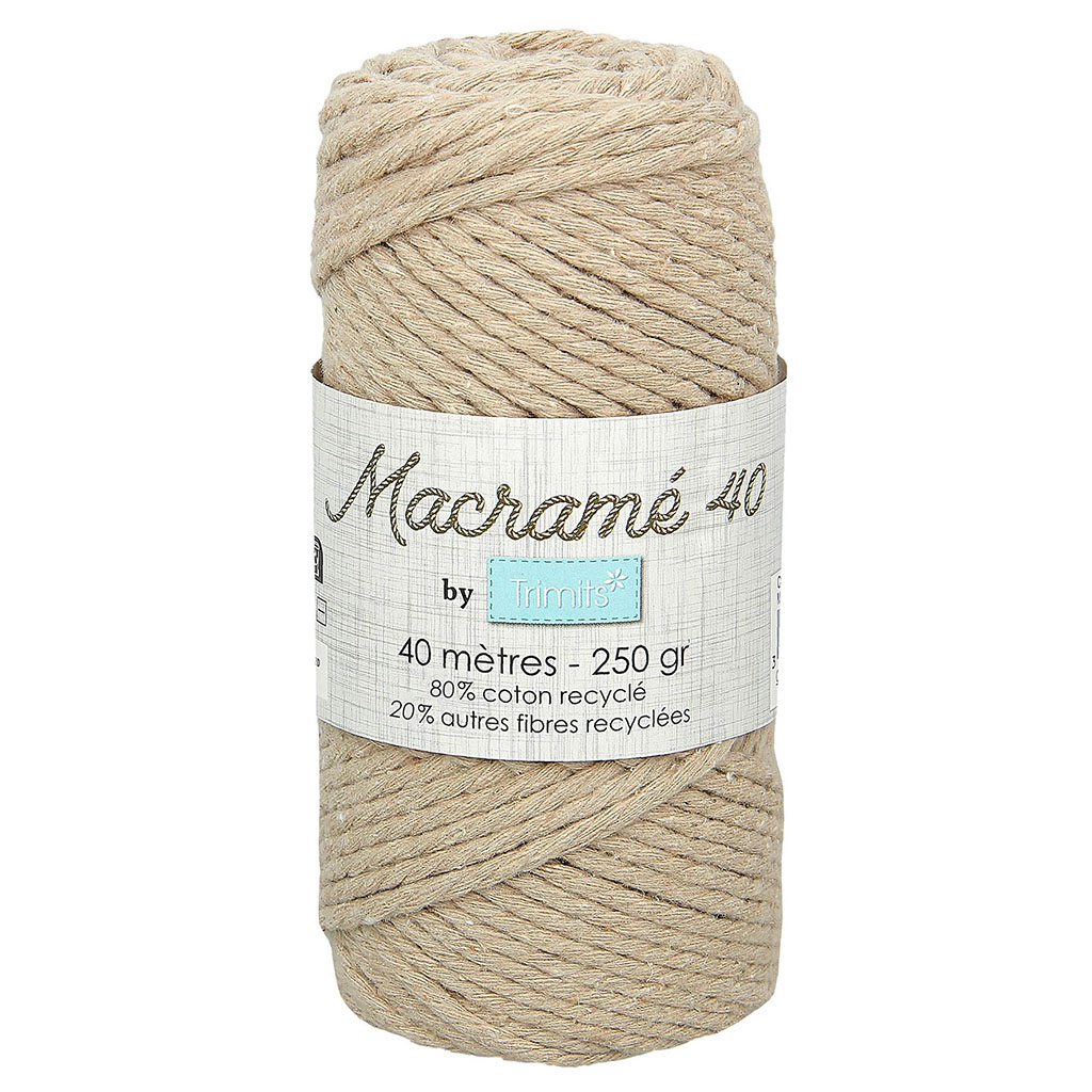 Pelote corde torsadée pour macramé beige 40m