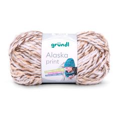 Pelote de laine ALASKA marron blanc 100g