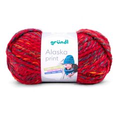 Pelote de laine ALASKA rouge bleu orange 100g