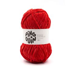 Pelote de laine chenille rouge 100g | PINGOUIN