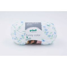 Pelote de laine FUNNY blanc bleu 100g