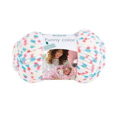 Pelote de laine FUNNY blanc bleu rouge 100g
