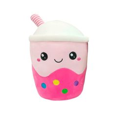 Peluche KAWAII bubble tea rose 22x15x29cm