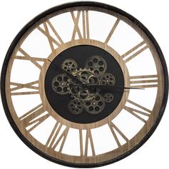 Horloge mécanique métal et bois D 57cm