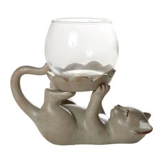 Photophore résine chat H 15cm