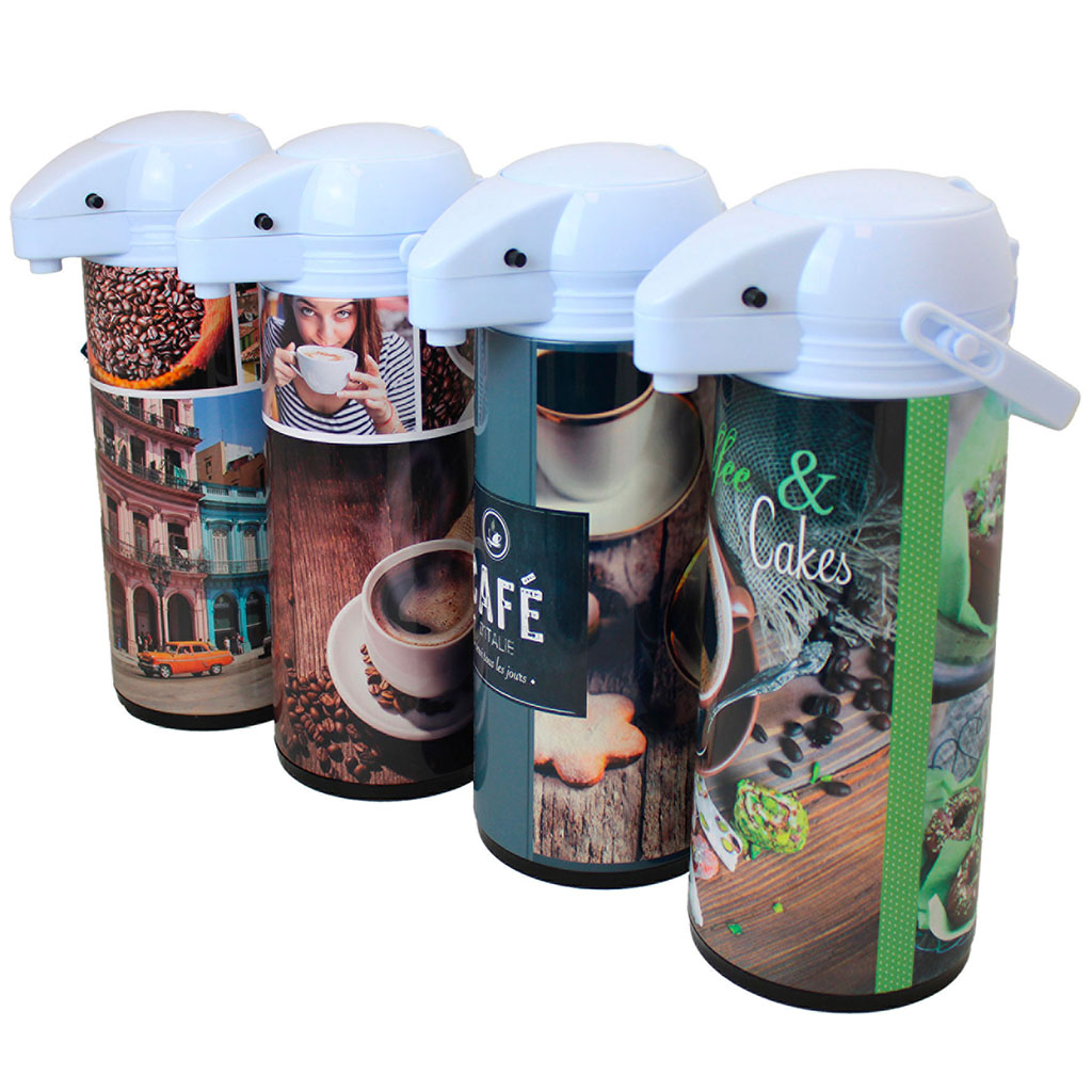 Pichet isotherme à pompe décor café 1.9L