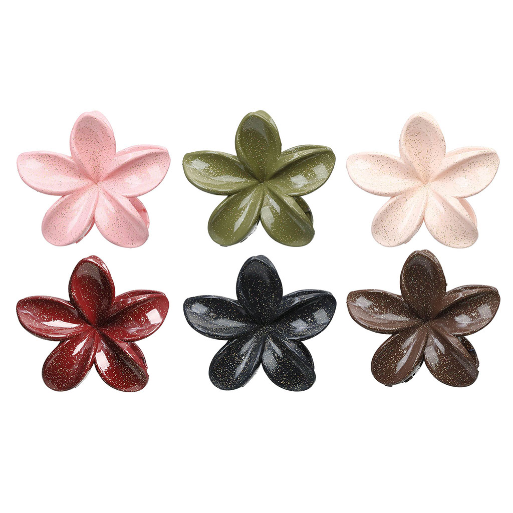 Pince à cheveux fleur de tiare paillettes plastique D 8cm