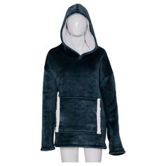 Plaid à manches avec capuche bleu nuit taille unique