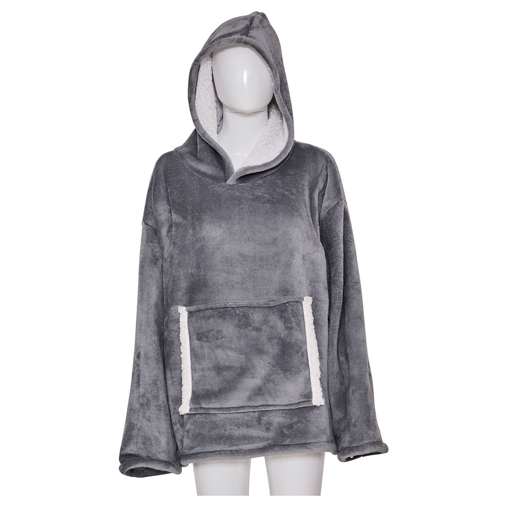 Plaid à manches avec capuche gris taille unique
