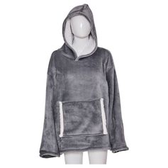 Plaid à manches avec capuche gris taille unique