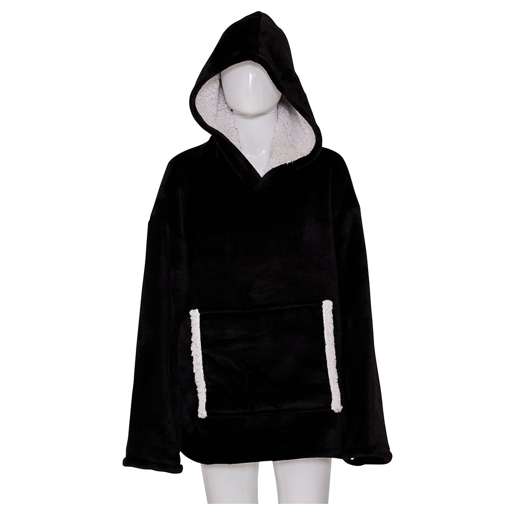 Plaid à manches avec capuche noir taille unique