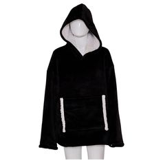 Plaid à manches avec capuche noir taille unique