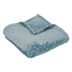 Plaid polaire polyester triangles dorés bleu 75x100cm