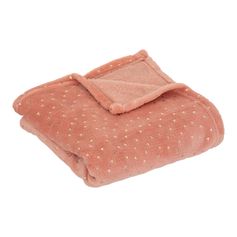 Plaid polaire polyester triangles dorés terracotta 75x100cm