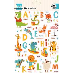 Planche de 130 gommettes alphabet animaux