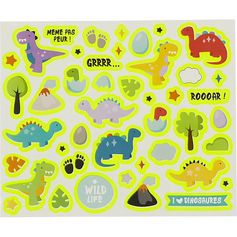 Planche de 180 gommettes dinosaures phosphorescentes