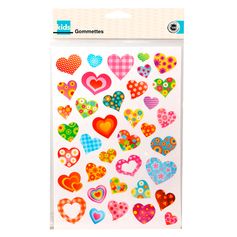 Planche de 74 gommettes cœur
