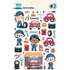 Planche de 78 gommettes thème garage