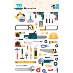 Planche de 84 gommettes outils de bricolage