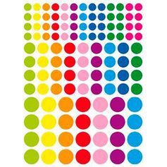 Planche de gommettes rondes multicolores  18.5x30cm