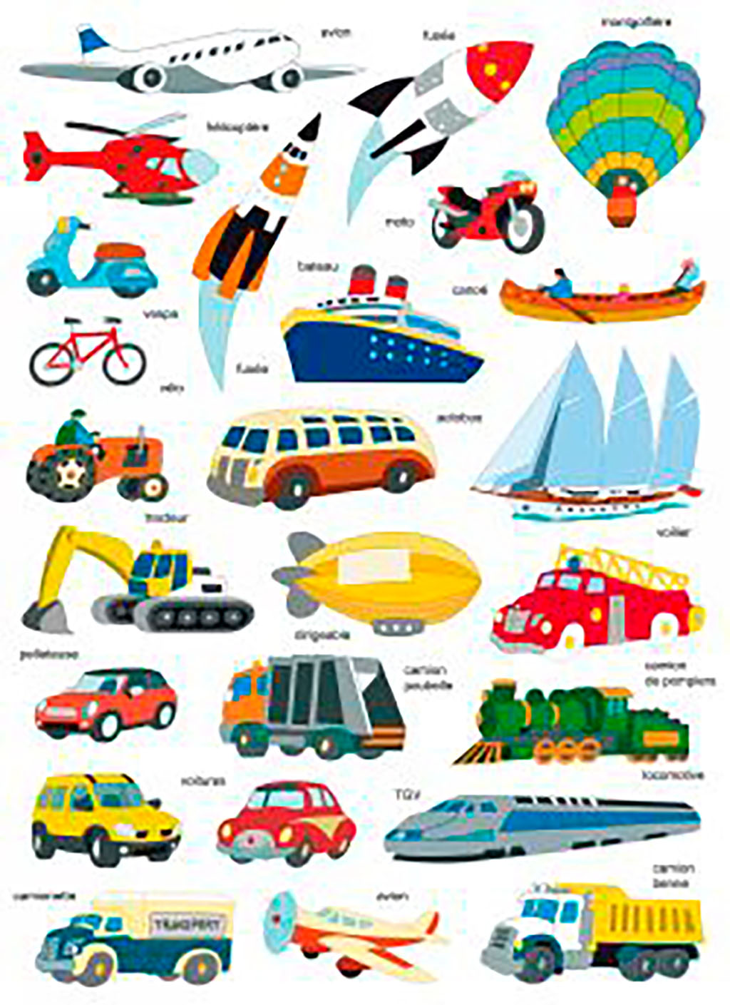 Planche de gommettes transport 18.5x40cm