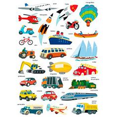 Planche de gommettes transport 18.5x40cm