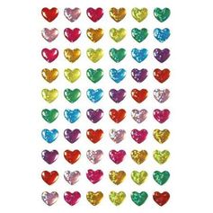 Planche de stickers cœurs multicolores