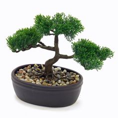 Plante artificielle bonsaï et pot céramique H 23cm