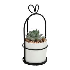 Plante artificielle décorative pot avec cerclage en métal 27.5x20.5x9cm