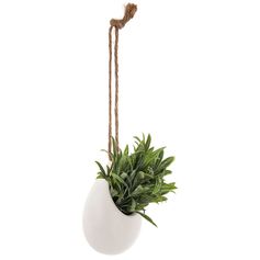 Plante artificielle et pot céramique à suspendre H 11cm